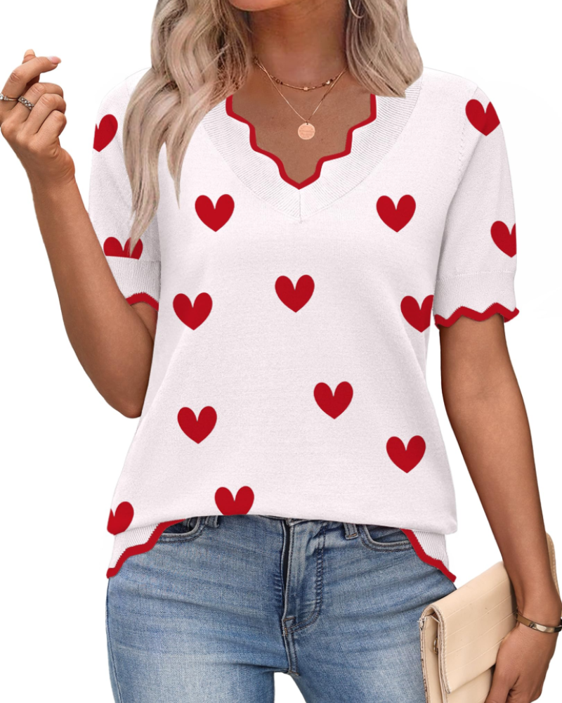 Top feminino viscose manga curta decote em V estilo casual escritório