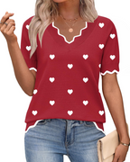 Top feminino viscose manga curta decote em V estilo casual escritório