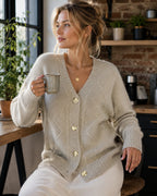 Cardigan feminino cashmere manga longa com botões em várias cores