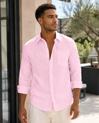 Camisa Hombre Manga Larga | Algodón Lino, Respirante