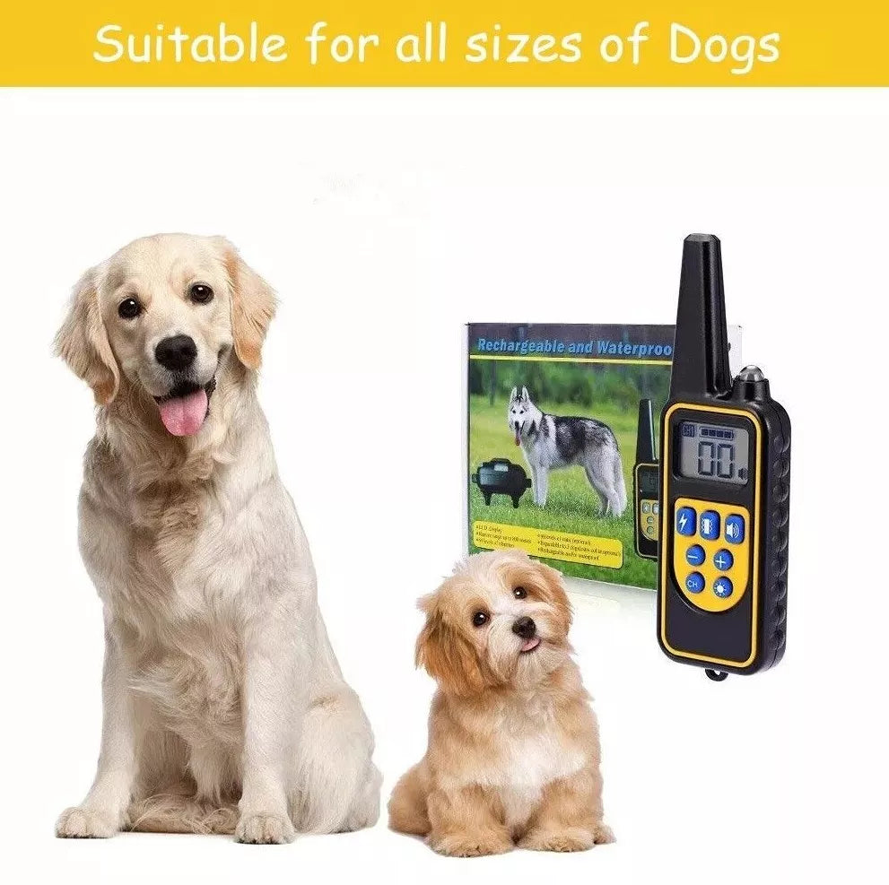 Coleira de treino eletrónica para cães impermeável com controlo remoto, alcance 2600ft, vibração e choque