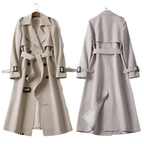 Trench coat mulher algodão clássico com cinto na cintura e duplo abotoamento