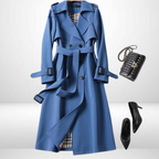 Trench coat mulher algodão clássico com cinto na cintura e duplo abotoamento