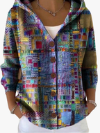 Colete feminino patchwork com capuz em várias cores