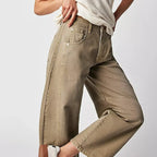 Jeans baggy mulher cintura alta corte relaxado denim