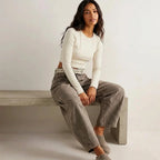 Jeans baggy mulher cintura alta corte relaxado denim