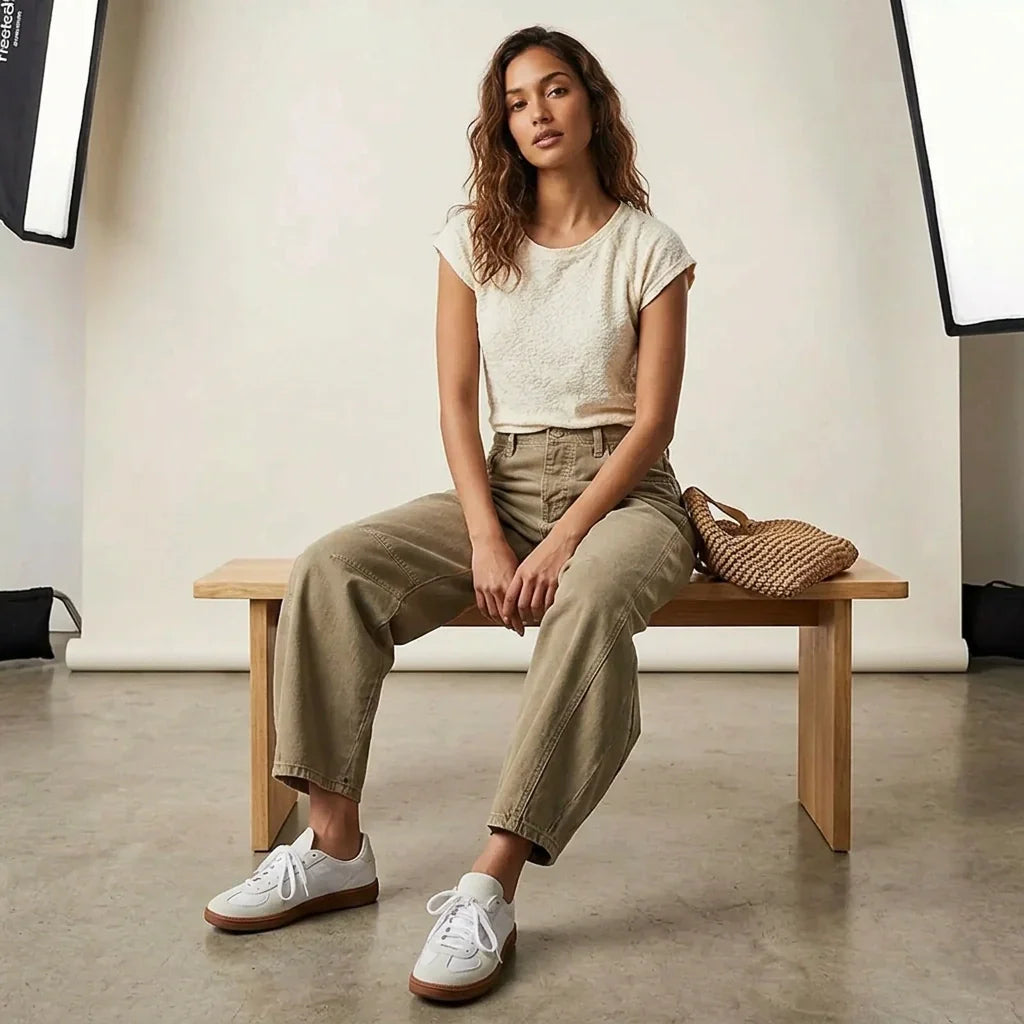 Jeans baggy mulher cintura alta corte relaxado denim