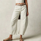 Jeans baggy mulher cintura alta corte relaxado denim