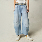 Jeans baggy mulher cintura alta corte relaxado denim