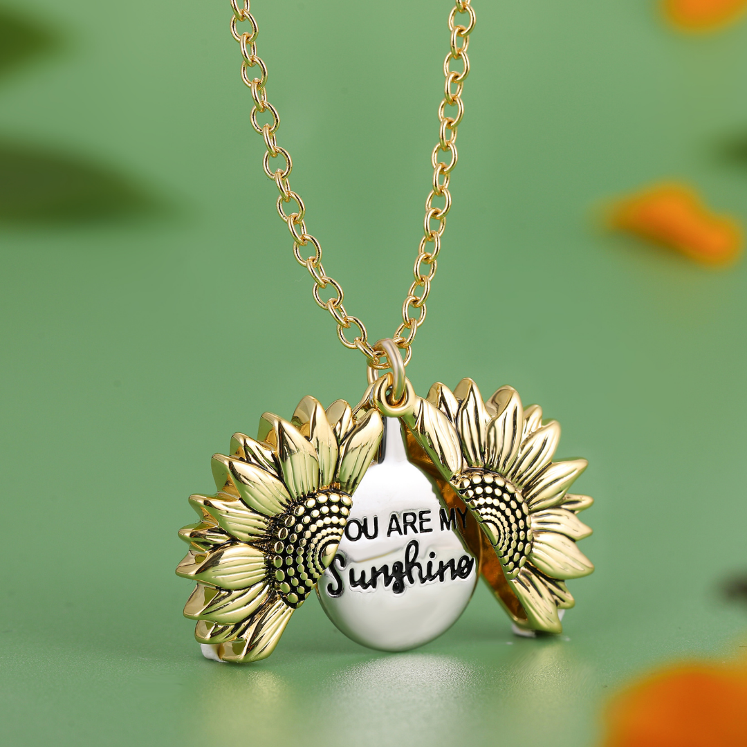 Colar feminino com pingente de sol delicado, banhado a ouro, acabamento brilhante