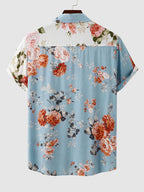 Camisa floral masculina manga curta com botões estampado vibrante