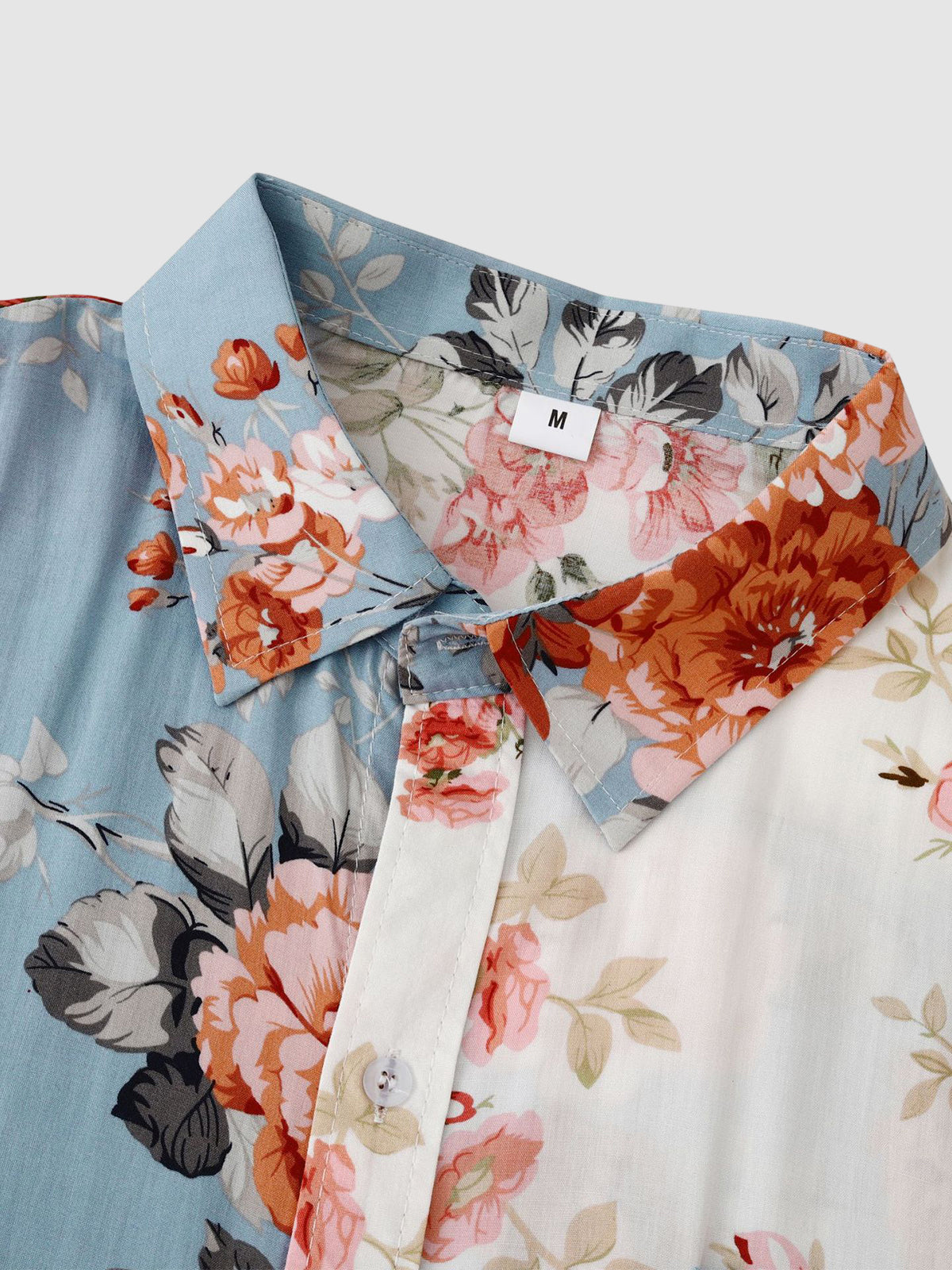 Camisa floral masculina manga curta com botões estampado vibrante