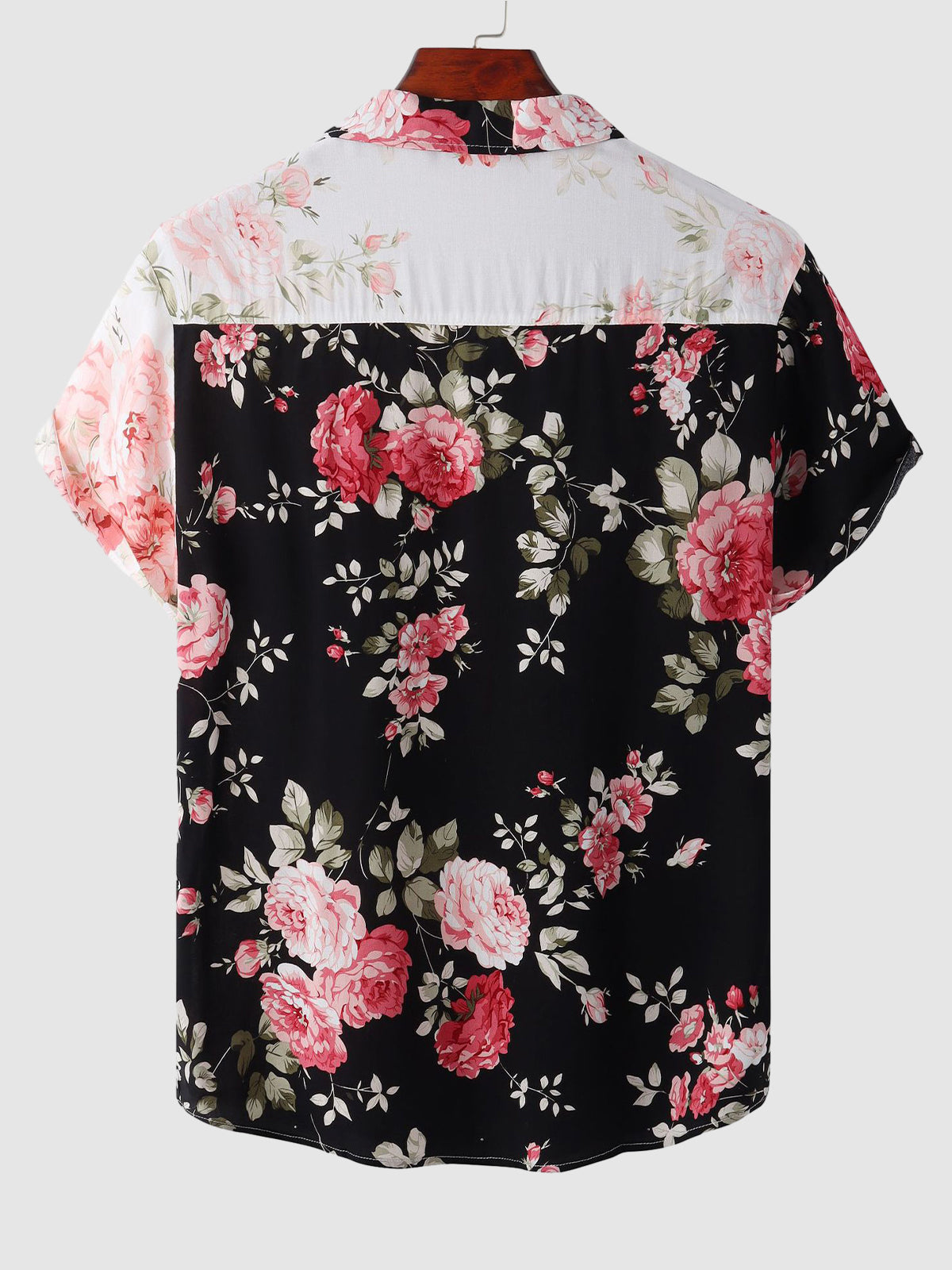 Camisa floral masculina manga curta com botões estampado vibrante