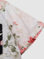 Camisa floral masculina manga curta com botões estampado vibrante