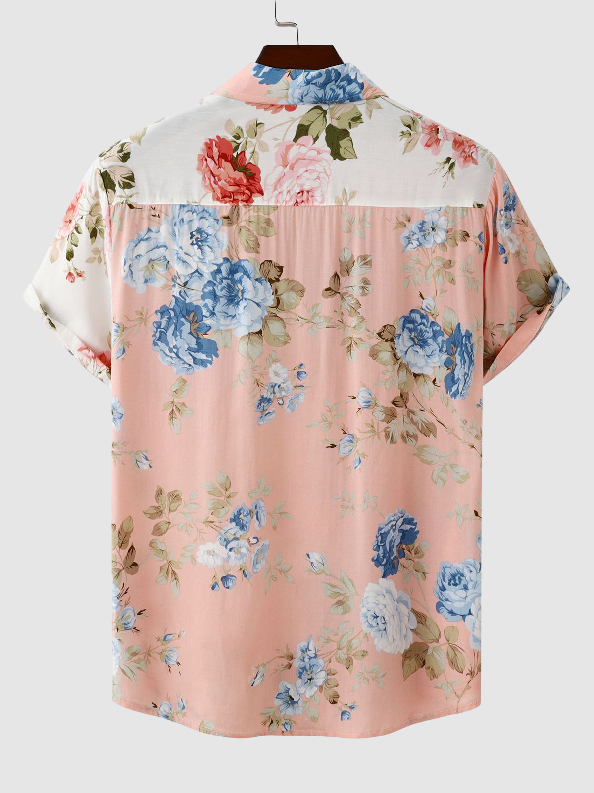 Camisa floral masculina manga curta com botões estampado vibrante