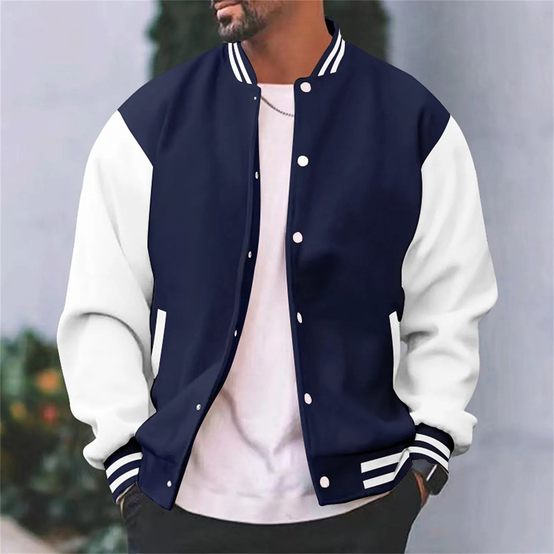 Jaqueta bomber masculina algodão leve com botões de pressão estilo baseball