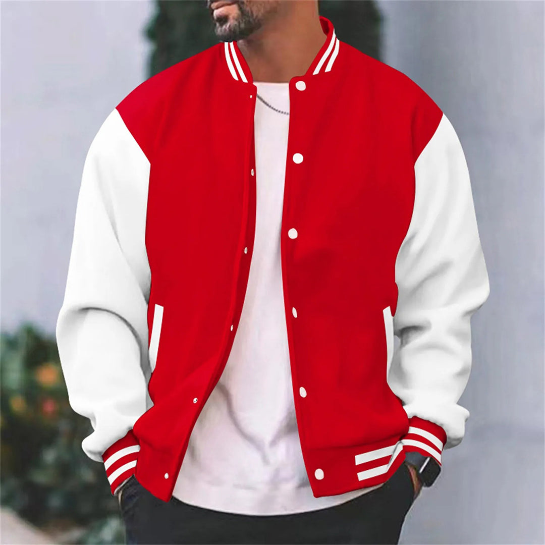 Jaqueta bomber masculina algodão leve com botões de pressão estilo baseball