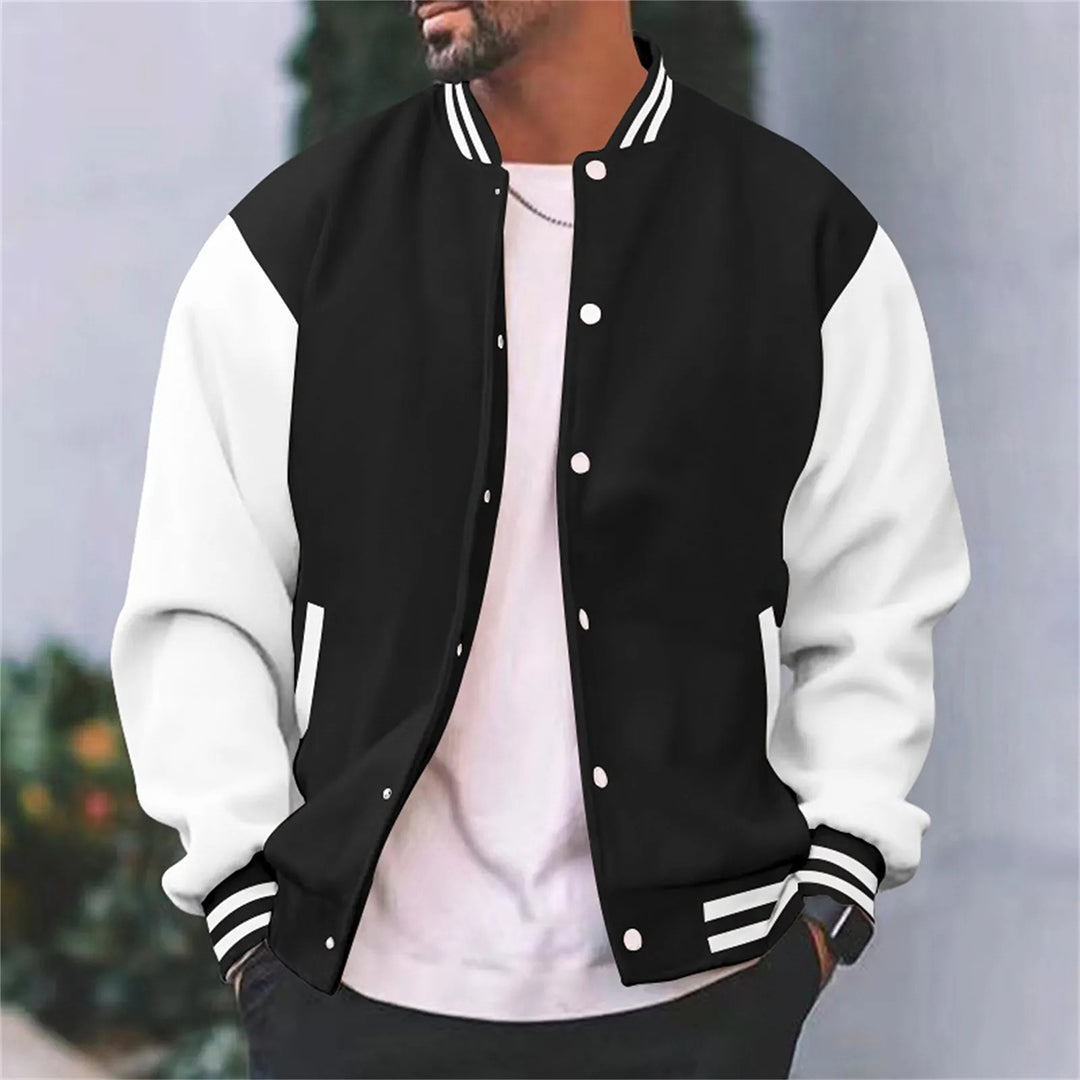 Jaqueta bomber masculina algodão leve com botões de pressão estilo baseball