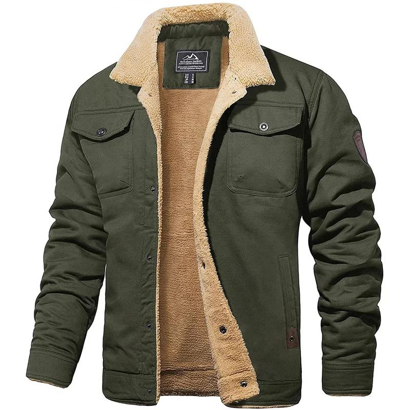 Bomber jacket homem forrada Sherpa com botões para inverno