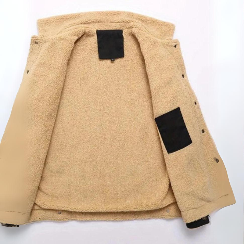 Bomber jacket homem forrada Sherpa com botões para inverno
