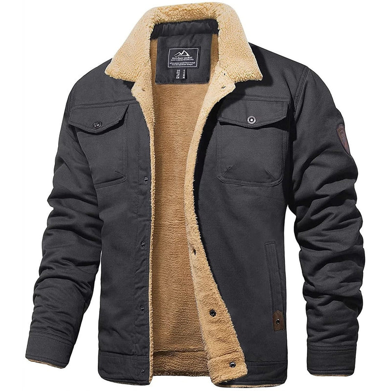Bomber jacket homem forrada Sherpa com botões para inverno