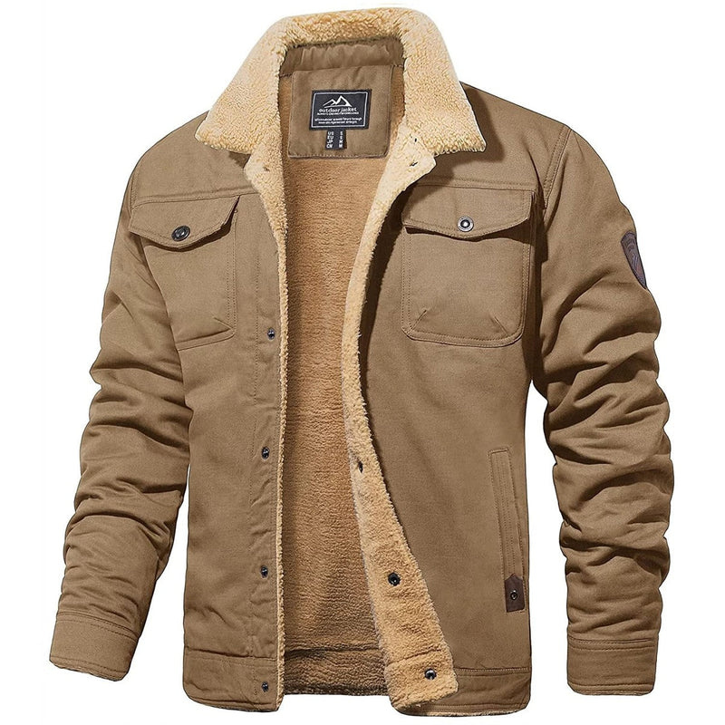 Bomber jacket homem forrada Sherpa com botões para inverno