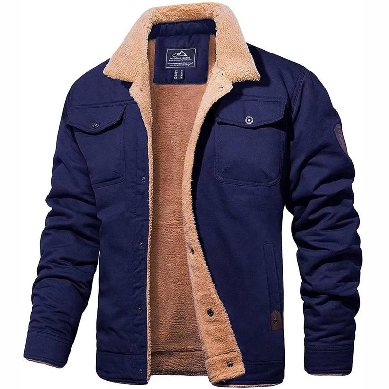 Bomber jacket homem forrada Sherpa com botões para inverno