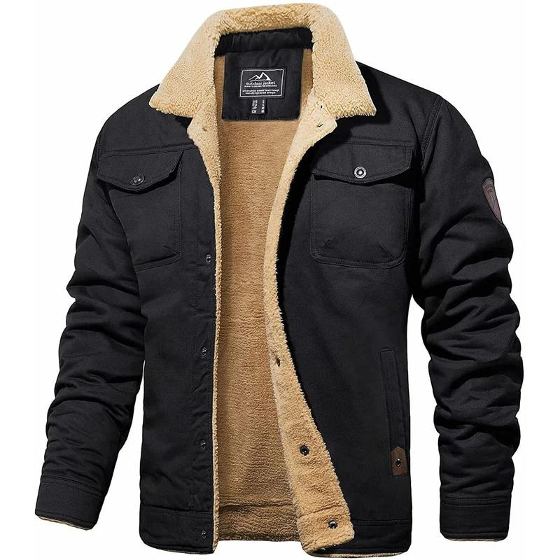 Bomber jacket homem forrada Sherpa com botões para inverno