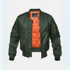 Bomber jacket homem acolchoada com fecho de correr para outono e inverno