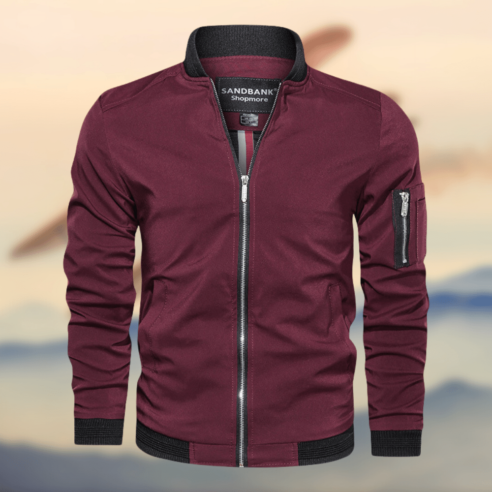 Bomber jacket homem slim fit corta-vento com fecho zip