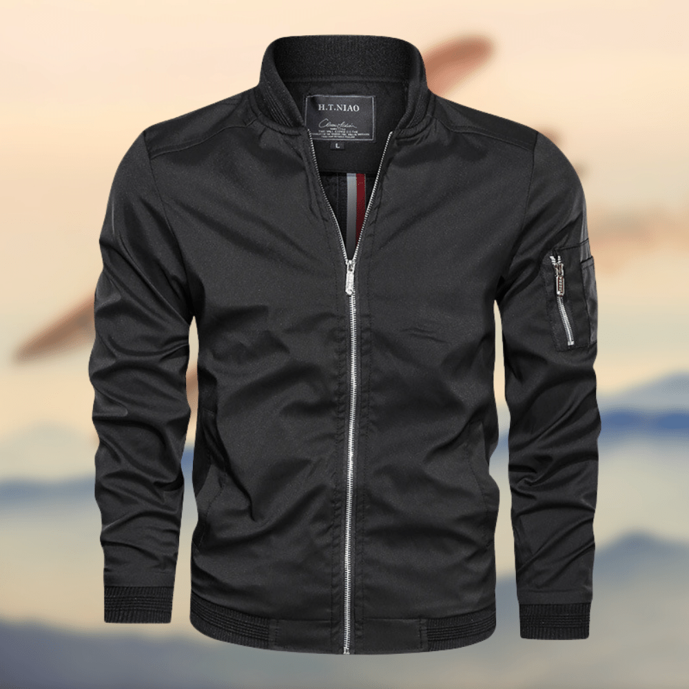 Bomber jacket homem slim fit corta-vento com fecho zip