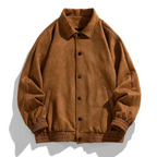 Bomber jacket masculina oversize retrô com botões frontais estilo vintage