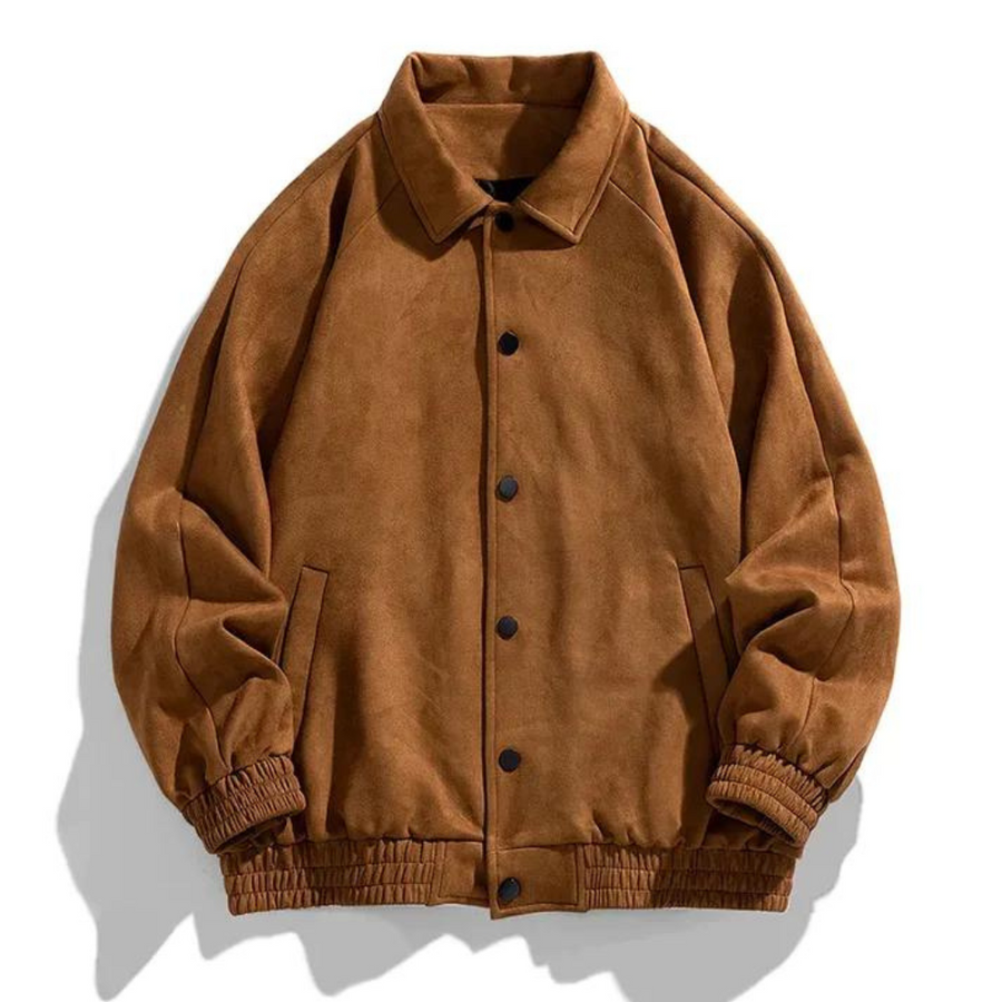 Bomber jacket masculina oversize retrô com botões frontais estilo vintage