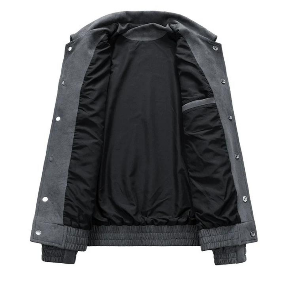 Bomber jacket masculina oversize retrô com botões frontais estilo vintage