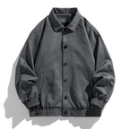 Bomber jacket masculina oversize retrô com botões frontais estilo vintage