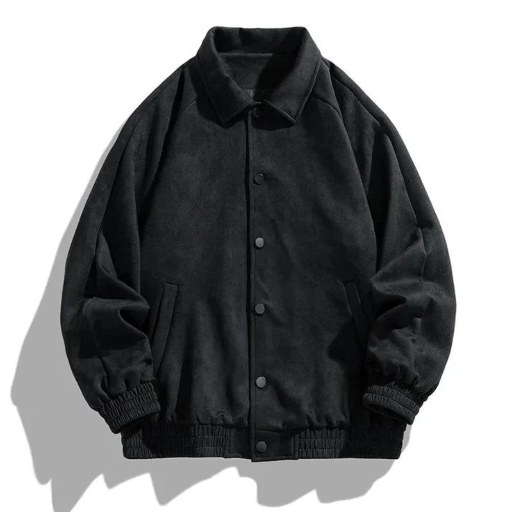 Bomber jacket masculina oversize retrô com botões frontais estilo vintage