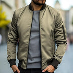 Bomber jacket homem slim fit com fecho de correr, corte moderno