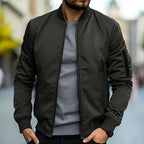 Bomber jacket homem slim fit com fecho de correr, corte moderno