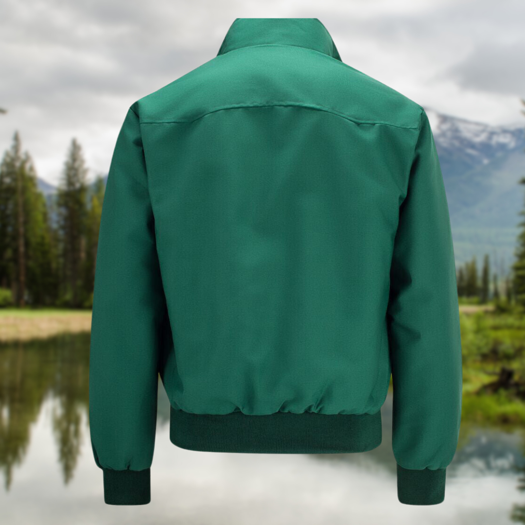Bomber jacket homem Harrington com fecho de correr e punhos canelados