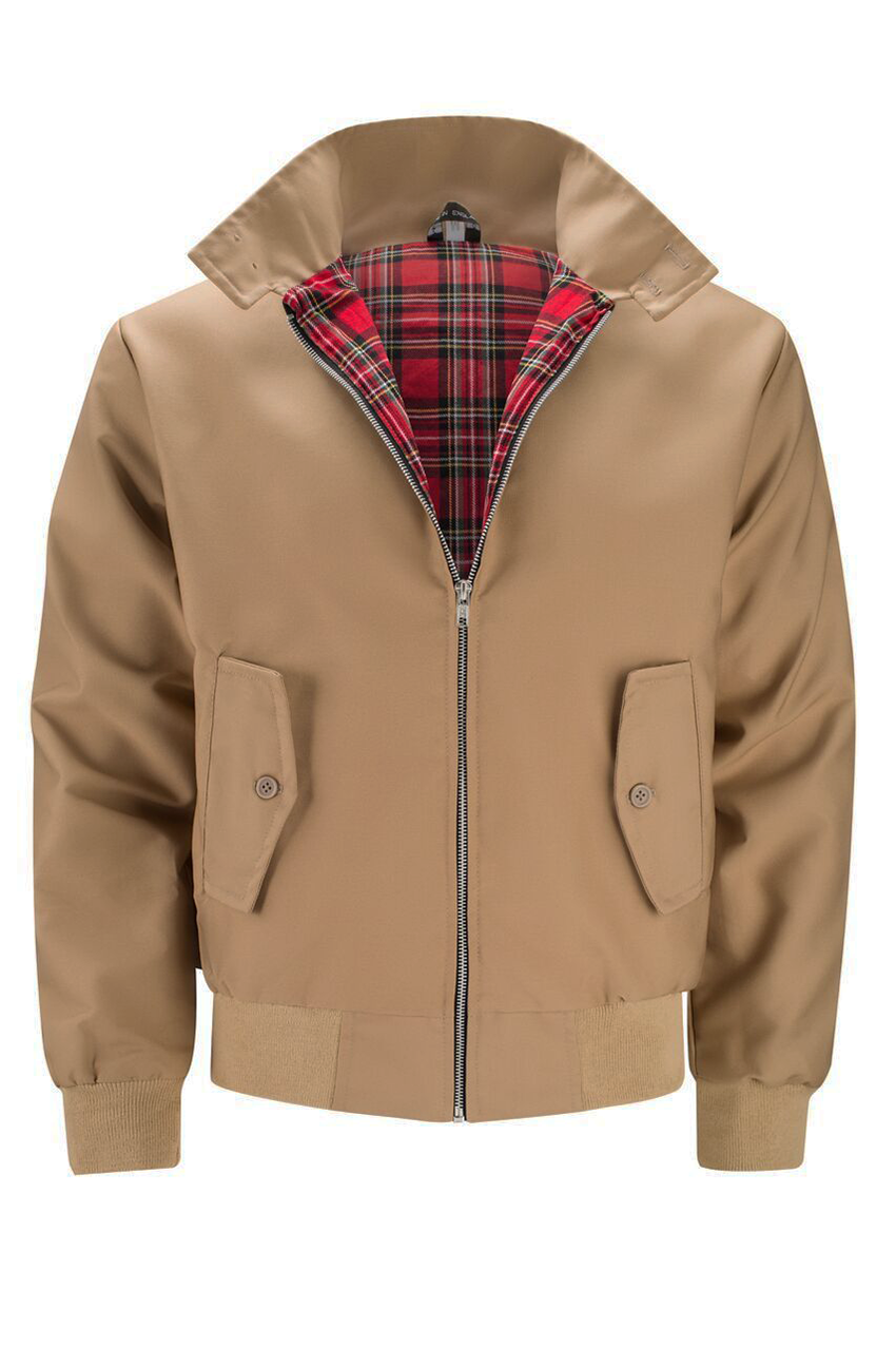 Bomber jacket homem Harrington com fecho de correr e punhos canelados