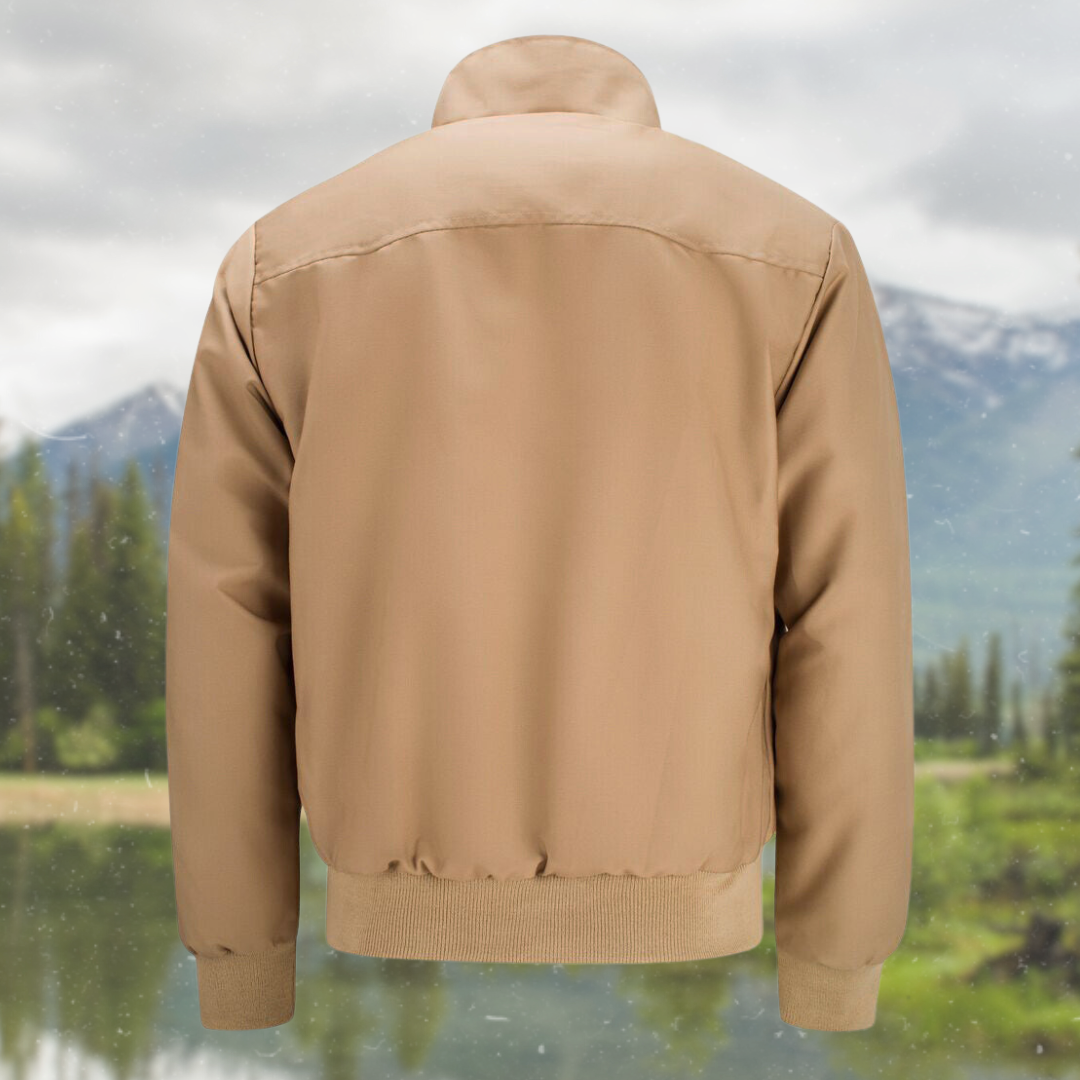 Bomber jacket homem Harrington com fecho de correr e punhos canelados