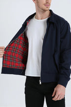 Bomber jacket homem Harrington com fecho de correr e punhos canelados