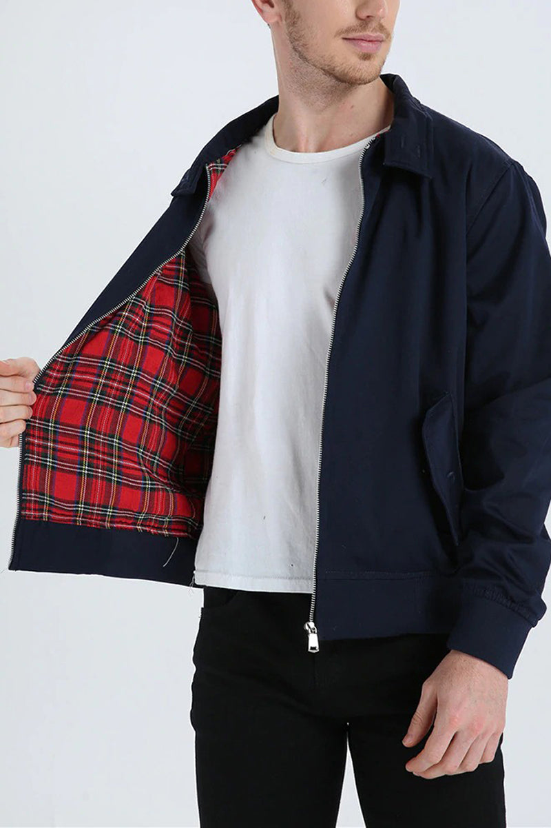 Bomber jacket homem Harrington com fecho de correr e punhos canelados