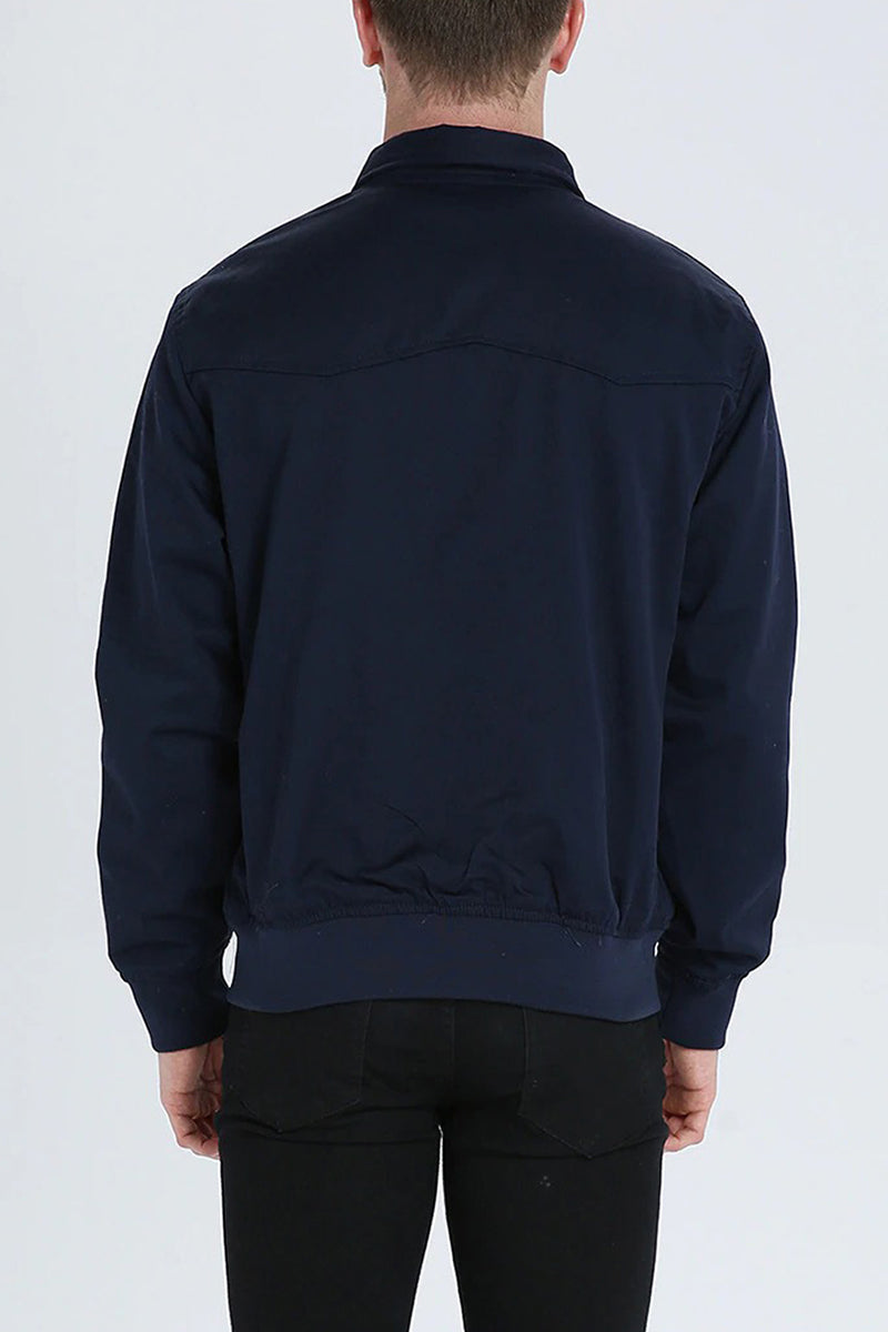 Bomber jacket homem Harrington com fecho de correr e punhos canelados