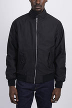 Bomber jacket homem Harrington com fecho de correr e punhos canelados
