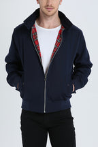 Bomber jacket homem Harrington com fecho de correr e punhos canelados