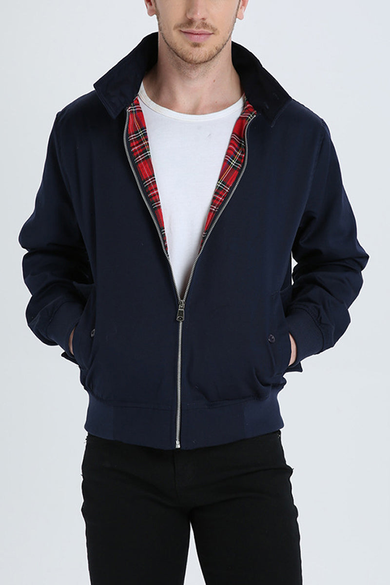 Bomber jacket homem Harrington com fecho de correr e punhos canelados