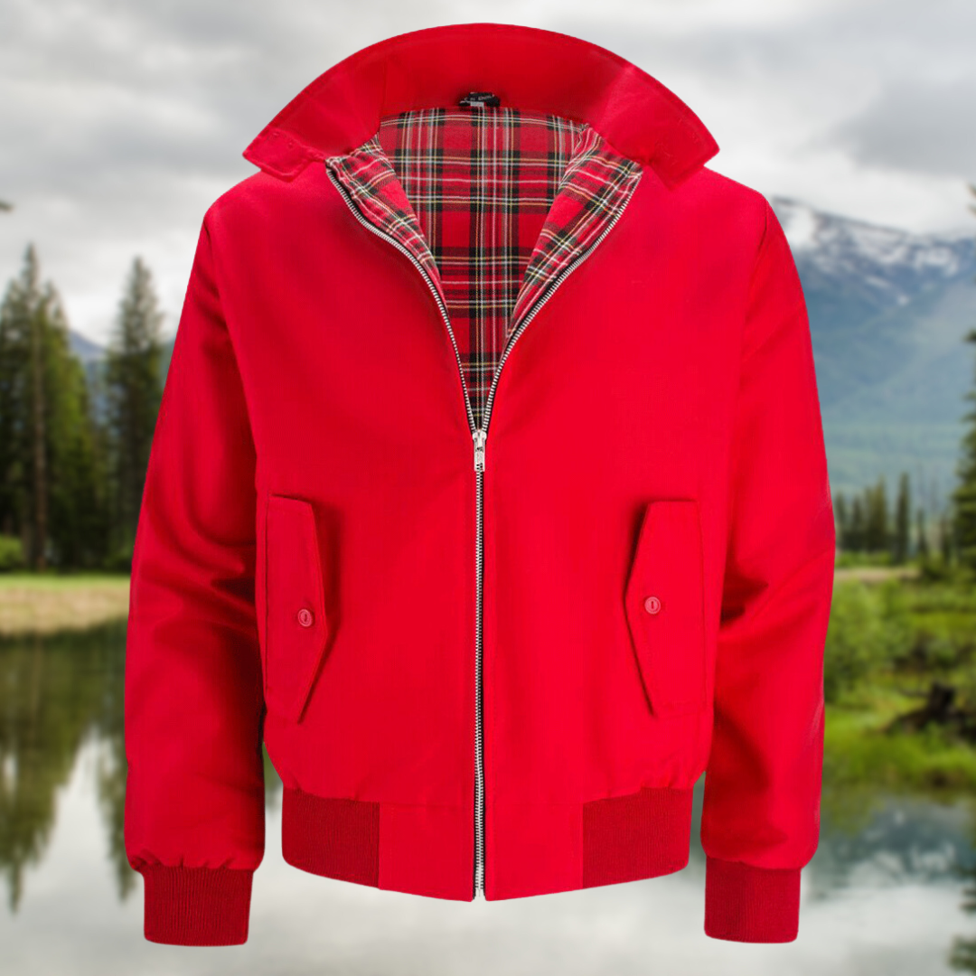 Bomber jacket homem Harrington com fecho de correr e punhos canelados