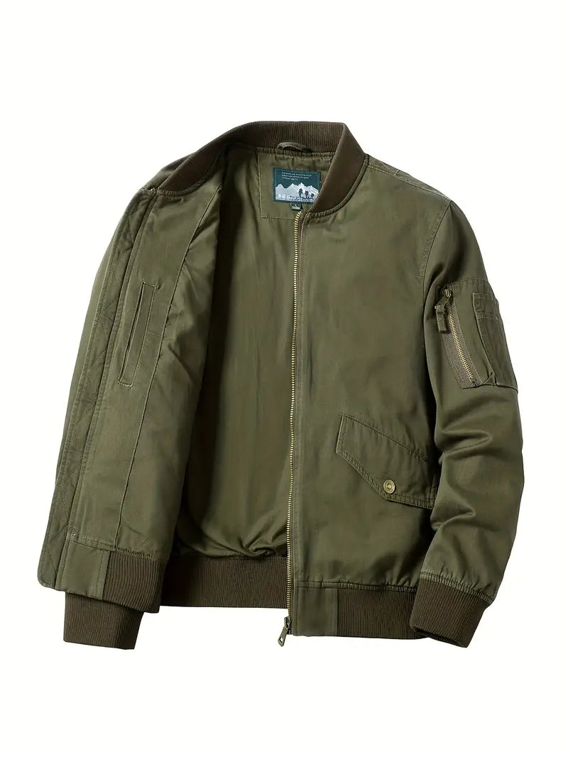 Bomber jacket homem leve corta-vento com fecho de correr design minimalista