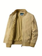 Bomber jacket homem leve corta-vento com fecho de correr design minimalista